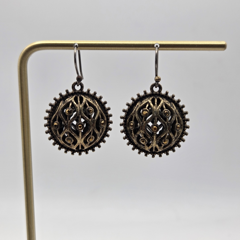 Vintage Bronze Open Cut-Out Earrings